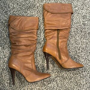 Aldo Brown Leather Stiletto Boots Size 37